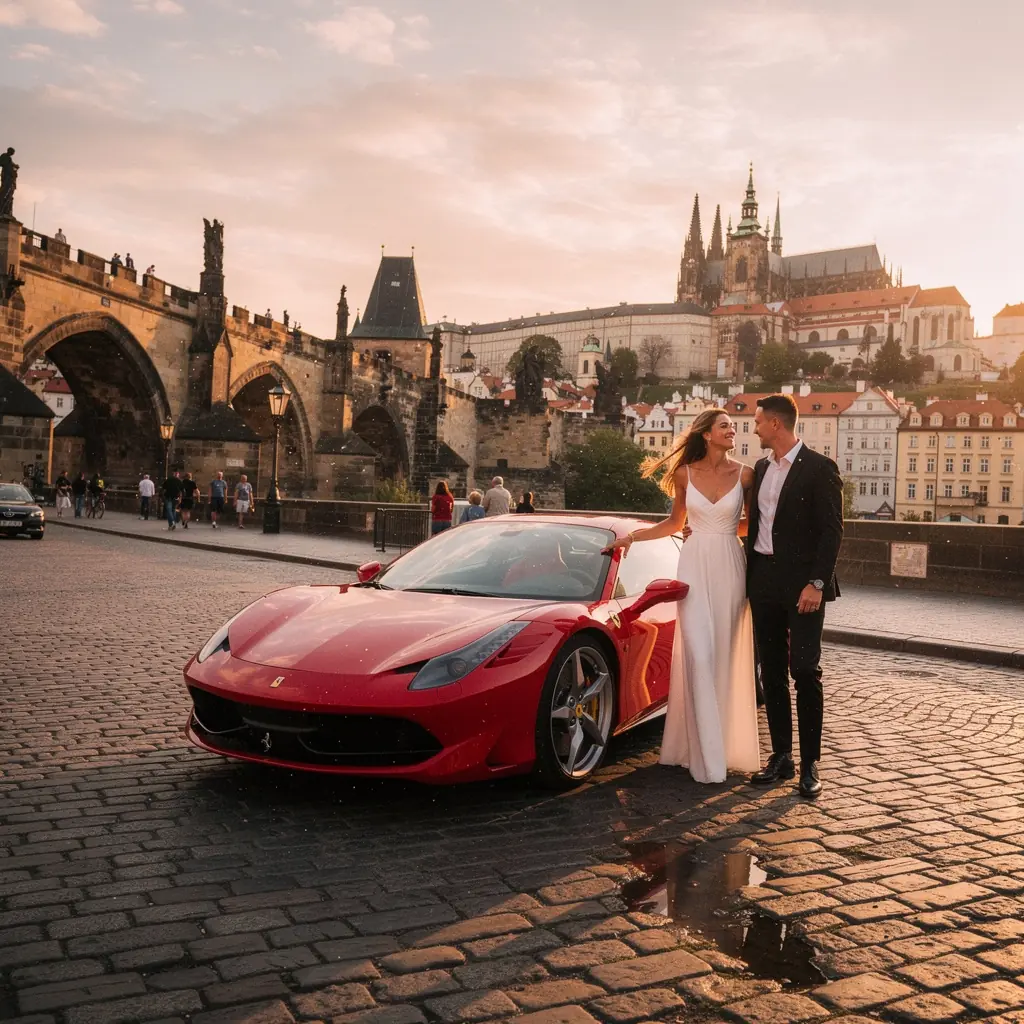 Doručení luxusního vozu přímo před hotel s panoramatickým výhledem.